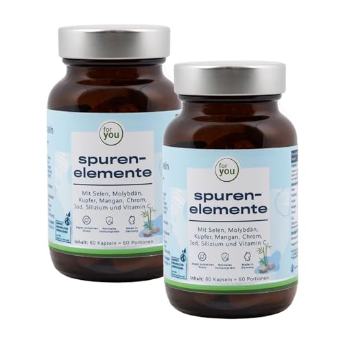 for you spurenelemente komplex 2x60 Kapseln Doppelpack - Multimineral mit Mineralien, Spurenelementen & natürlichem Vitamin C - vegan, hochdosiert - Für Energie, Stoffwechsel & Bindegewebe*