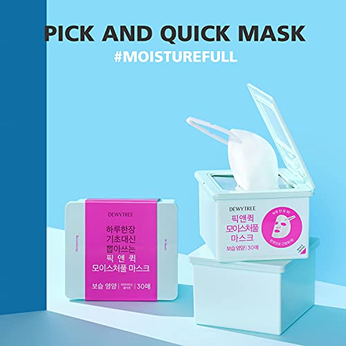Dewytree Collagen And Ceramide Nourishing Moisture Facial Mask Sheet 30 Sheet - Pick And Quick, Dispenser Type, Skin Moisturizing And Firming With Sunflower Seed Oil, Rosemary Extracts #TOP1