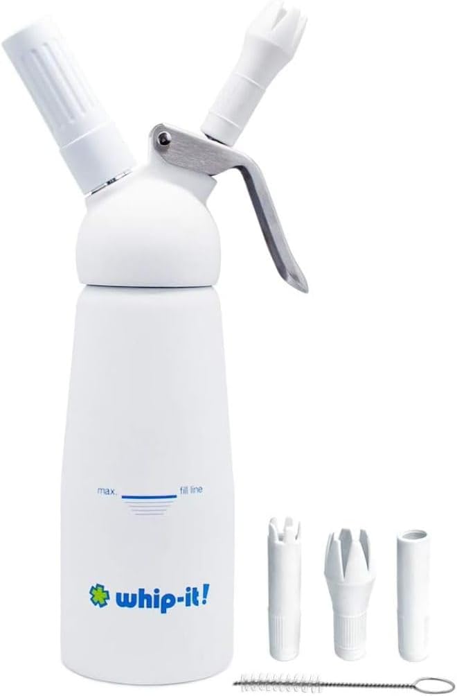Whip-It! Brand Professional 1/2-Liter Anodized Whipped Cream Dispenser with High Impact Head, White