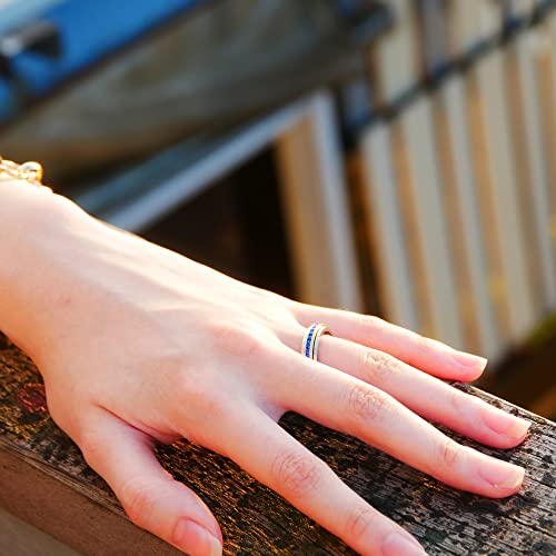Image of Muses Art Design Fidget Rings, Anxiety Rings, Spinner Rings, Band Rings with Birthstone, Stainless Steel, Women and Men, Meditation Rings, Thumb Rings, Stress Relieving and Anxiety Reducing