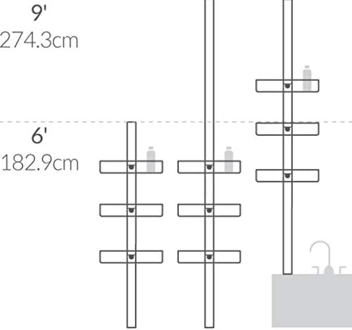 simplehuman 9' Tension Pole Shower Caddy, Stainless Steel and Anodized Aluminum