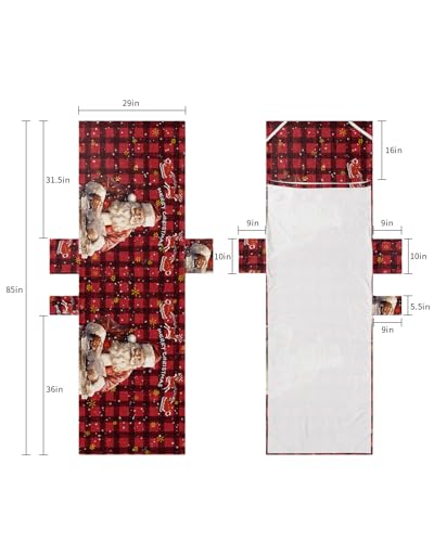 Red Santa Christmas Beach Lounge Chair Towel Cover, Soft Chaise Lounge Towel with Side Pockets Patio Pool Chairs Cover for Beach/Pool Sunbathing 29x85 Xmas Elk Winter Snowflake Red Plaid