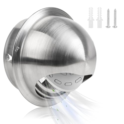 LALAGO 125mm Runde Belüftungsgitter, Edelstahl Lüftungsgitter Abluftgitter, Trockner Entlüftung Abdeckung außen, Integrierte Rückstauklappe Wetterschutzgitter, Anti-Moskito Wall Vent