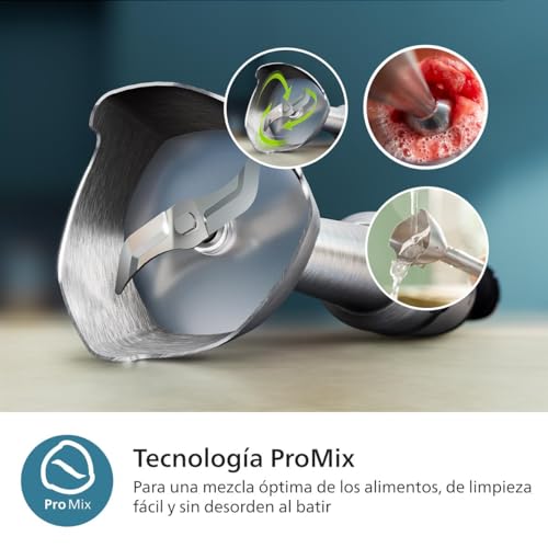 Batidora de mano Philips Serie 5000-1 200 W de potencia. Tecnología ProMix. Indicador LED de velocidad. Control sin esfuerzo. Diseño compacto. Fácil de limpiar. Negro (HR2681/00) - imagen 4