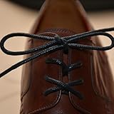 VSUDO 80 cm Waxed Black Shoe Laces, 2.5mm Thin Round Laces for Oxford Brogues Derby or Blucher Dress Formal Shoe, Replacement Shoelaces for Women or Men (1 Pair-Black-80cm) - Image 4