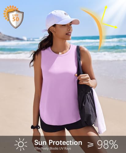 Image of PINSPARK Workout Tank Tops Woman Ice Silk UPF 50+ Athletic Yoga Shirts