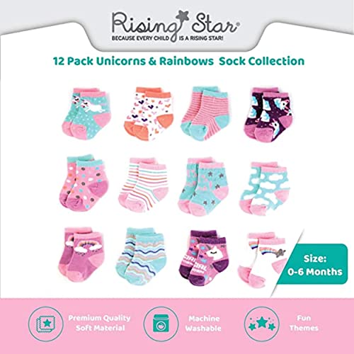 Rising Star Baby Socks For Boys & Baby Girl Socks Infant Toddler Socks 0-6/6-12/12-24 Months Ankle Crew Newborn Baby Socks #TOP1