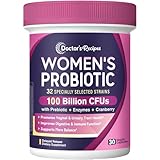 Doctor's Recipes Probiotics for Women, 100 Billion CFU 32 Strains, with Prebiotic, Enzymes & Cranberry, Shelf Stable, Delayed Release, 30 Caps