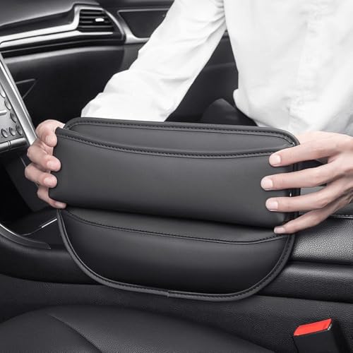Image of Automaze Car Seat Gap Filler Organizer, Premium Leather Seat Gap Filler for Car Truck SUV, Universal Seat Gap Storage Box, Adjustable Car Seat Storage Box for Phones, Glasses, Wallets, Keys (Black)