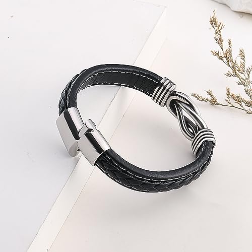 Pulsera de cuero trenzado nudo infinito para hombre 8.5 pulgadas miniatura 5