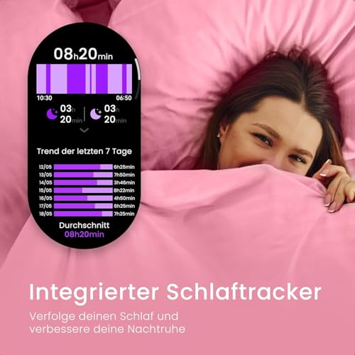 Maoo Ventura Smartwatch Damen mit Anruffunktion, 1,32-Zoll-AMOLED-Display, Herzfrequenzmesser, SPO₂, Blutdruckmesser, 100+ Sportmodi, IP67 wasserdicht, inklusive 5 Armbänder (Silber)