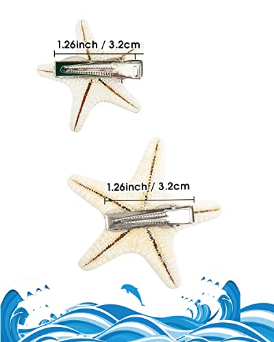 Maorulu 2 Pcs Starfish Hair Clips Natural Beach Sea Star Hair Pins For Women And Girls, Cute Hair Barrettes Mermaid Headpiece Accessories, Random Size #TOP1