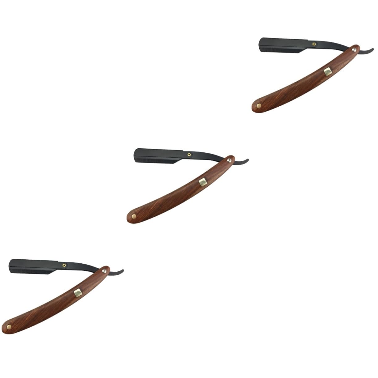 minkissy 3pezzi Rasoio Da Acciaio Con Manico Legno Chic Rasoi Manuali Per Uomini Design Vintage Per e Parrucchiere Senza Lama Facile Da Usare e Portatile