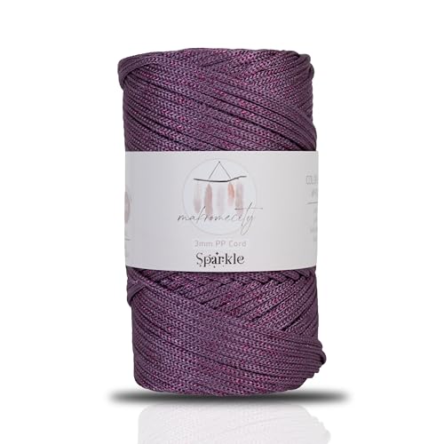 Makromecity Sparkle Polypropylene Macrame Cord 3mm x 131 Yards (394 feet) Premium Polyester Macrame Cord for Macrame Art & Crafts for Wall Hangings, Bags, Underplate, Rug