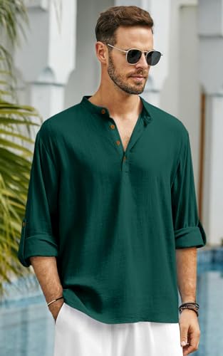 Image of Men's Solid Cotton Blend Regular Fit Mandarin /Chinese Collor Short Kurta for Men