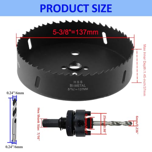 Image of Hole Saw 5-3 /8 inch /137mm Dia Hole Cutter Drill Bit