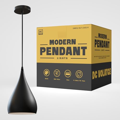 Image of Modern Black Teardrop Pendant Light Metal Ceiling Light Height Adjustable