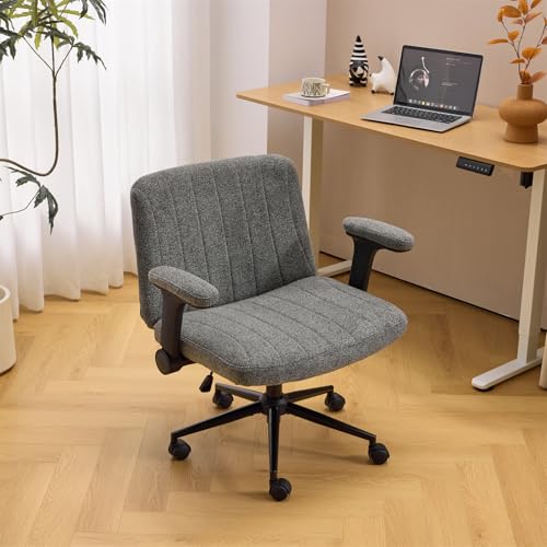 VINGLI Criss Cross Office Chair with Wheels, Velvet Grey