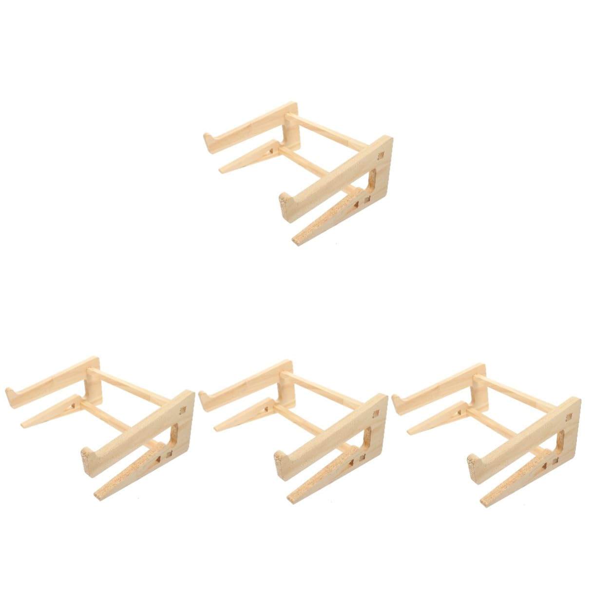 4 Pezzi Supporto per Laptop in Legno Massello Rialzato Ergonomico per Scrivania Stand Portatile Antiscivolo per Notebook e Tastiera Design Salvaspazio per e Casa