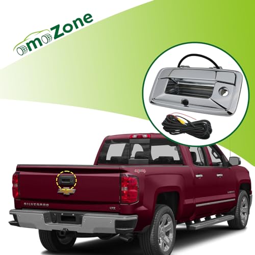 Image of Backup Camera Tailgate Handle Rear View Camera Liftgate Latch Handle with Keyhole Chrome Compatible with 2014-2015 Chevrolet Chevy Silverado Sierra 1500 Replaces 23128692