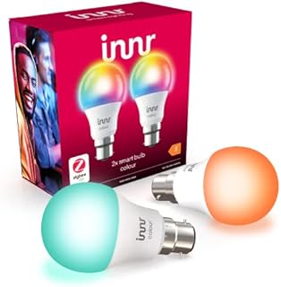 Innr Smart Light Bulb, B22 Colour, Works with Philips Hue, Alexa, Hey Google, SmartThings (Hub Required) Zigbee, RGBW, Colour Changing Light Bulb, Up to 16 Million Colours, Bayonet 2-Pack, by 286 C-2