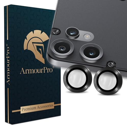 Image of ArmourPro Camera Rings Tempered Glass for Nothing Phone CMF 2 Pro, Tough HD Individual Aluminum Alloy Rings 9H Camera Cover, Scratch-Resistant,Camera Lens Protection| Black, 1 Pack