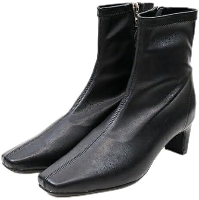 Vivian Womens Stretch Short 5cm Plate Heel Square Toe Boots V7381AW