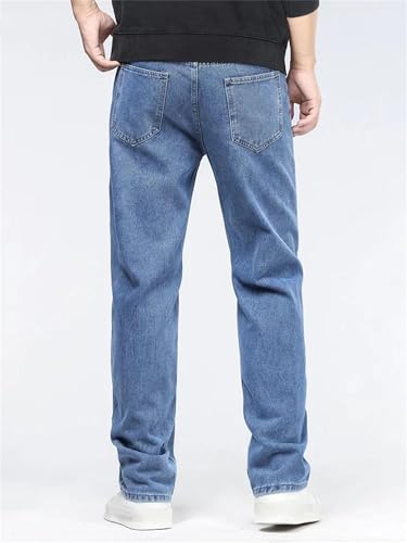 Men's Baggy Jeans Classic Straight Denim Pants Solid Color Wide Leg Loose Fit Fashion Trousers4