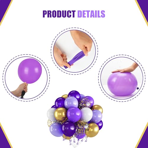 Image of 60PCS Purple and Gold Balloons,Purple and Gold Graduation Decorations Balloon Arch Kits,Suitable for Birthday Wedding Anniversary Festival Ceremony Decorations