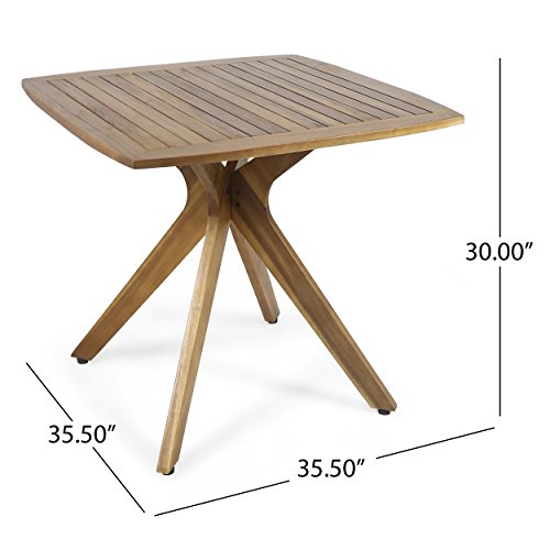 Christopher Knight Home Stanford Outdoor Square Dining Table With X Base, Teak Finish #TOP1