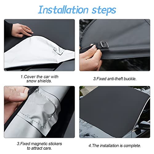 Car Windshield Cover For Ice And Snow, 81.1"X 45.6" Polyester Waterproof Auto Windshield Winter Cover, Thicken Windproof Sun Shade Defense Frost Sunlight, Universal For Suv, Truck, Sedan, Van #TOP4