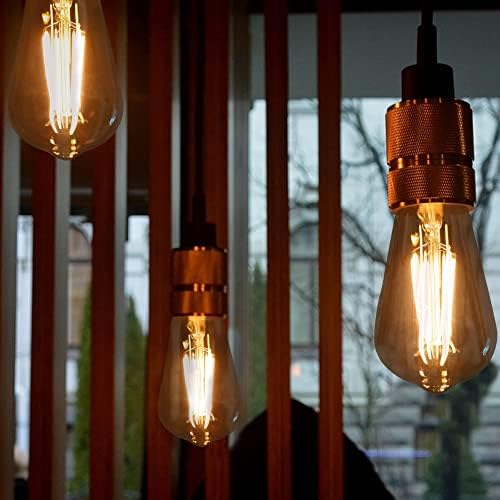 DSLebeen Dimmable E27 LED Vintage Light Bulbs 6W 600lm, ST64 Edison Screw Bulb Decorative LED Filament GLS Bulbs Amber Glass Warm White Lighting 2700K 3-Pack