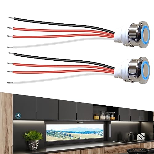 Nizirioo Interruttore Touch a LED: Interruttore a Pulsante da 12 V, Interruttore Dimmer Tattile, Dimmerabile Senza Livelli Preimpostati per Foro di Montaggio da 18mm Interruttore Touch a Sfioramento