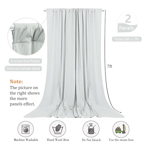 Image of 10 x 7 Feet Silver Backdrop Curtain for Partie, Background Curtains for Photoshoot, Birthday, Wedding, Halloween, Thanksgiving, Christmas, New Year Party Decorations 5Ft x 7Ft, 2 Panels