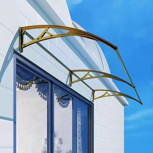 Durable Weatherproof Window Awnings - 60x100cm Polycarbonate Cover with Aluminum Bracket - Rain, Snow & Sun Protection for Doors & Windows - Stylish Overhang Solution