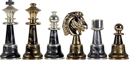Juego de Ajedrez de Lujo Mancini de Bello Games — Piezas de Latón Macizo Chapadas en Oro y Plata de 24K, Tablero de Arce y Briarwood, Hecho en Italia miniatura 3