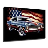 American Muscle Car Car Art Canvas Poster Living Room Decor Aesthetic HD Diner Decorative Paintings Picture Print Modern Home Bedroom with Decor (12×18inch-Unframed)