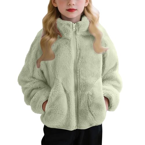 Girls Polar Fleece Jacket Zip Up Mock Neck Sweatshirt Warm Soft Sherpa Outwear Fall Winter Coat with Pockets Kids Clothes2