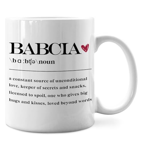 IWXYI Babcia Grandma Mug, Grandma Gifts from Grandkids Coffee Mug, Babcia Grandmother Gifts for Birthday Christmas, Grandmother Ceramic Coffee Cup 11 oz
