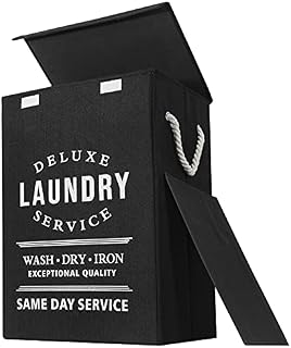 U Trip Laundry Basket with Lid, Upgrade Sturdy 85L Large Laundry Hamper - Waterproof Decorative Foldable Laundry Baskets for Storage Clothes Toys in Bedroom, Bathroom (Black)