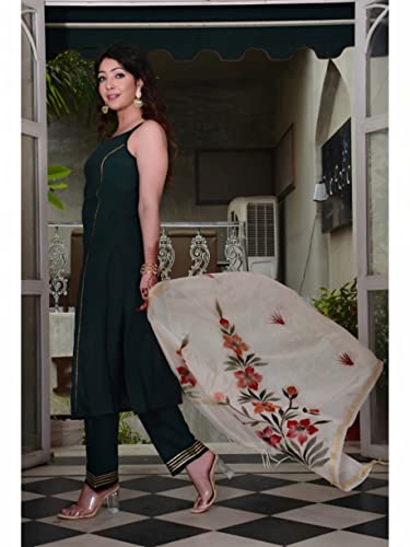 Image of Aziz Textiles Women's Rayon Sleeveless Straight Kurti for Women & Girls