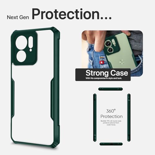 Image of Outlouders Back Cover for Motorola Moto Edge 40 | Ultra Hybrid Transparent | Full Camera Protection | Raised Edge | Crystal Clear Bumper Case (Green)