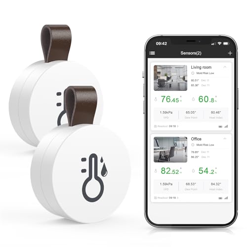 Brifit Termometro Igrometro Bluetooth, Termometro Ambiente Esterno con App, Memorizzazione Dati, Termoigrometro da Interno Adatto iOS Android, Sensore di Temperatura e Umidità per Casa Ufficio, 2PCS