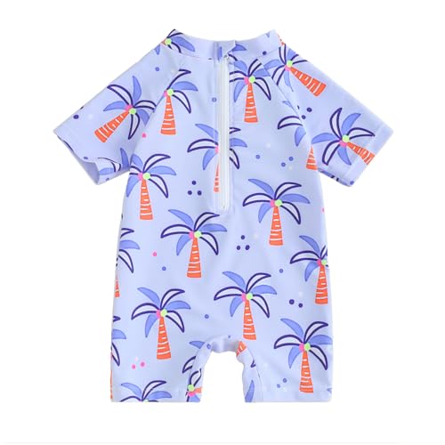 Image of Cevoerf Infant Baby Boy Girl One Piece Swimsuit Rash Guard Shirt Bathing Suit Zip Up Swimwear