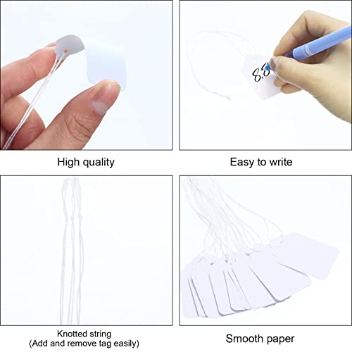 Fainne 3000 Pcs White Matte Hanging Price Tags with String, 1.18 x 1.89 Inch, Clothing Gift Merchandise Display Labels - Thumbnail 4