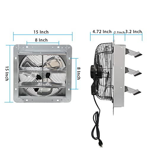 Ken Brown 12 Inch Shutter Exhaust Fan Wall Mounted,Aluminum With 1.65 Meters Power Cord Kit,High Speed 1800Cfm,Vent Fan For Commercial,Greenhouse,Attic,Shed,Shop #TOP1
