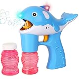 Liberty Imports Blue Dolphin Light Up Whale Bubble Gun Blower - 2 Bottles of Solution (NO Music)