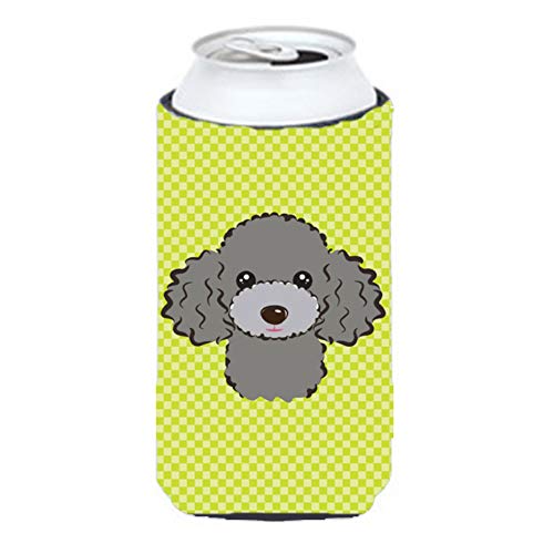Caroline's Treasures BB1321TBC Checkerboard Lime Green Silver Gray Poodle Tall Boy Hugger Can Cooler Sleeve Hugger Machine Washable Drink Sleeve Hugger Collapsible Insulator Beverage Insulated Holder