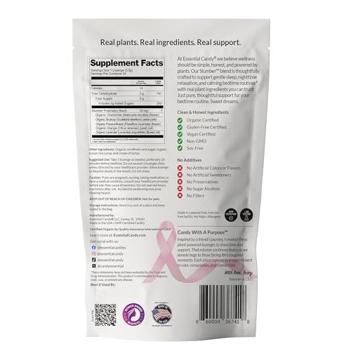 Slumber Blend Plant-Powered Lozenge | Sleep Issues, Tranquility, Relaxation | Organic Chamomile, Skullcap, Passionflower, Orange, Lavender | Gluten-Free, Non-GMO, Vegan - 24 Count (Pack of 1)