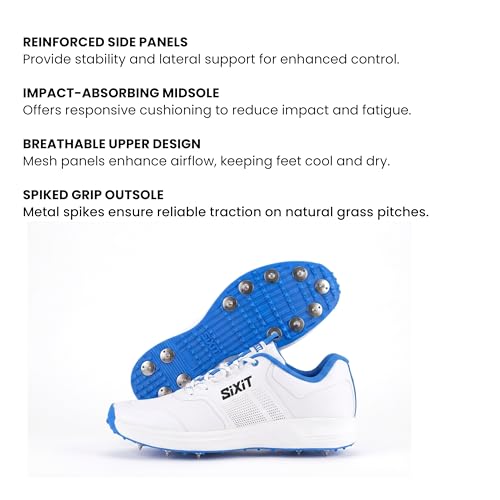 Image of AeroTech Cricket Spikes for Men, Ultra-Light Breathable Mesh, EVA Cushioning and High-Grip Spike Outsole